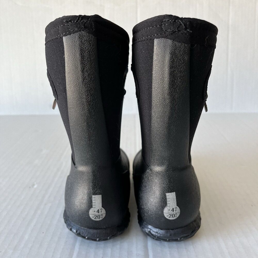 Bogs Little Kids York Solid Black Insulated Rain Boots Sz 8 Waterproof Snow Rain - Picture 4 of 13